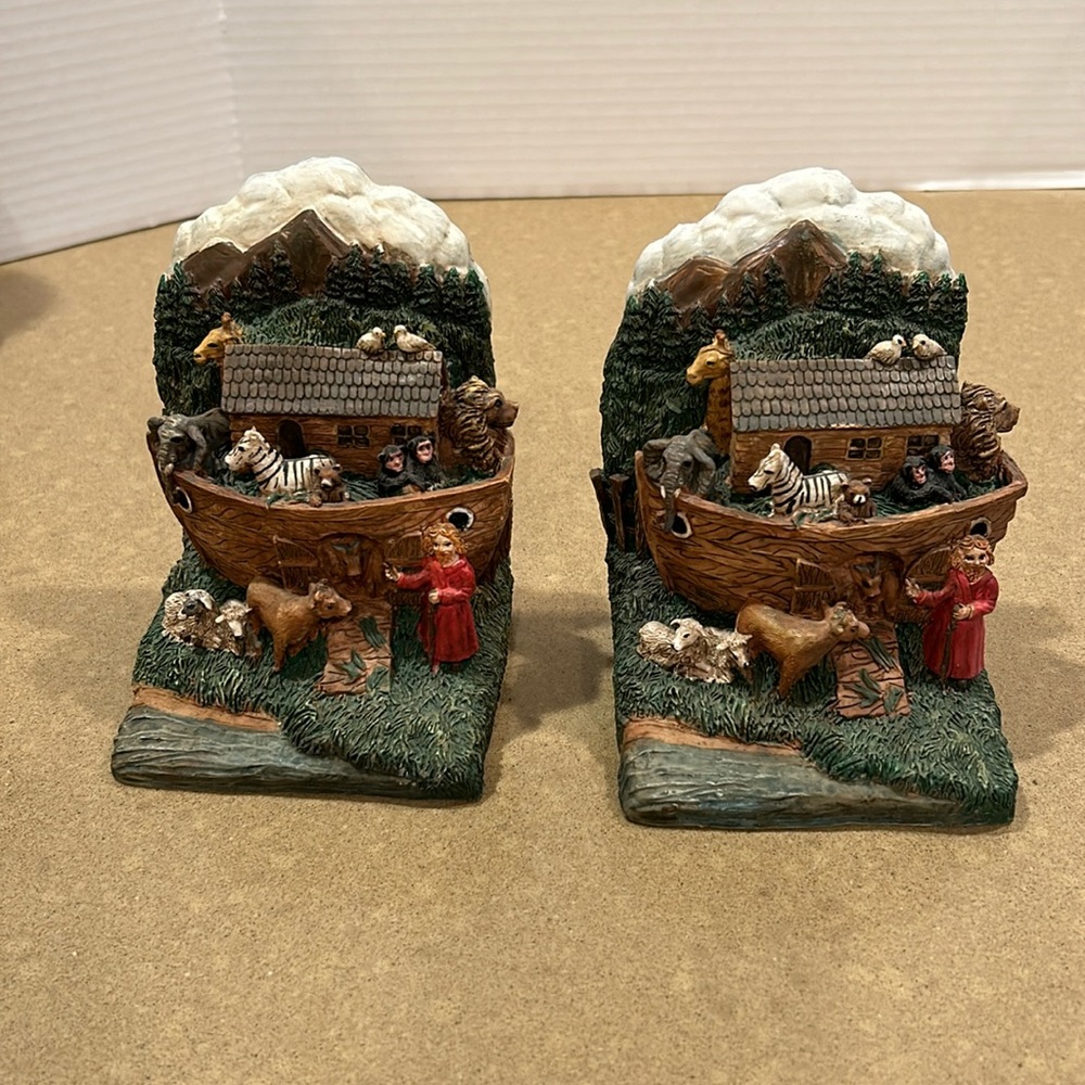Vintage Noah’s Ark Resin Book Ends